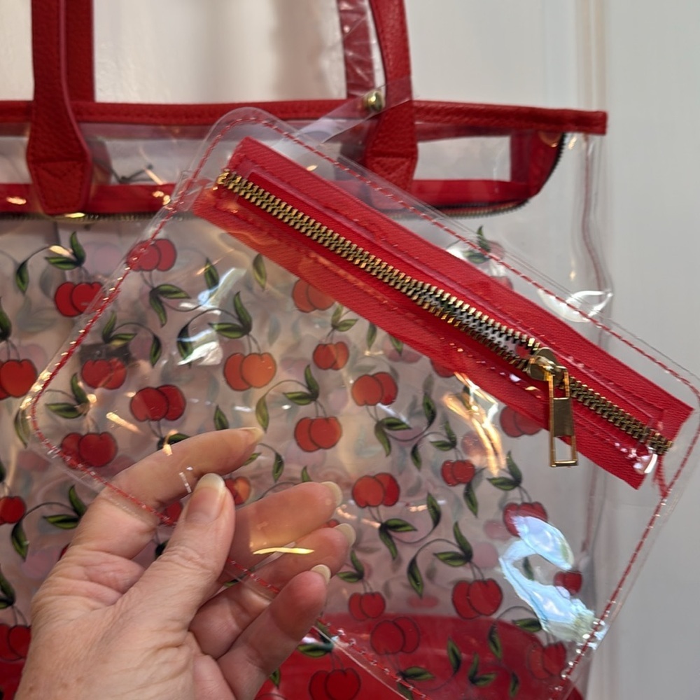 Ed Hardy Transparent Tote with Red Cherry Design - Picture 4 of 7